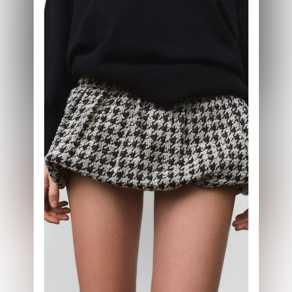 ZARA NWT HOUNDSTOOTH BALLOON SKIRT